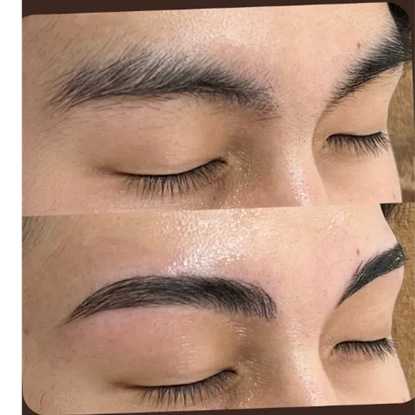 眉毛のクローズアップ:施術前後の眉の形・毛流れの変化